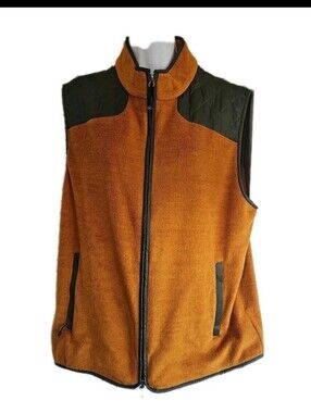 Peter Millar Sherpa Fleece Travel Vest Burnt Orange Quilted Zip Large